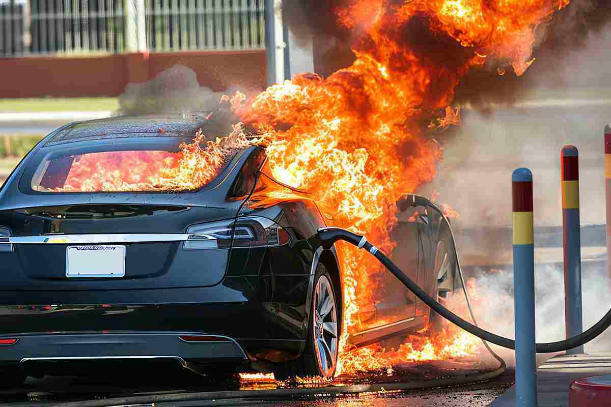 Incendio auto elettrica
